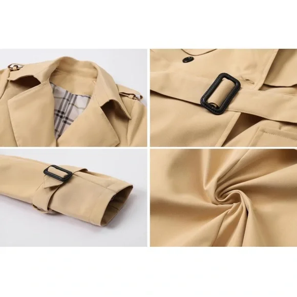 Women Lapel Long Sleeve Overcoat Outwear Casual lightweight Trench Coat jacket - Picture 8 of 8